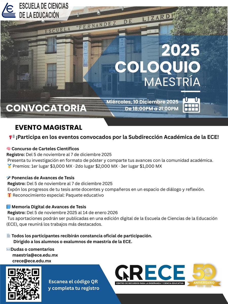 Cartel del Coloquio de Maestr&iacute;a 2025 de la ECE