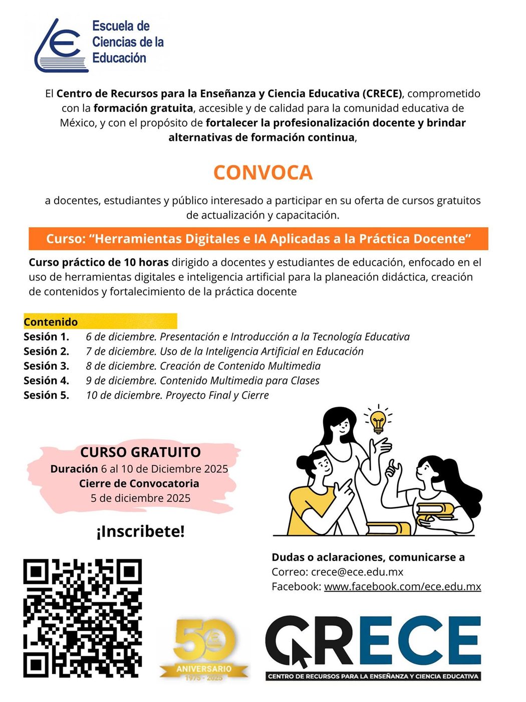 Convocatoria CRECE diplomado Docencia transformadora febrero 2026