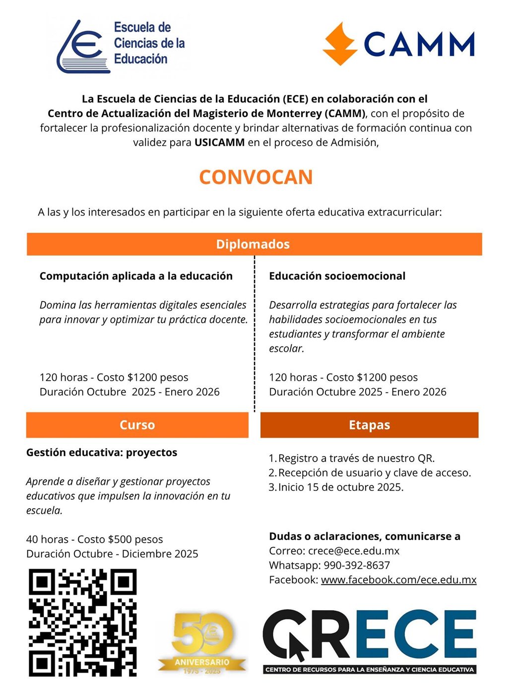 Convocatoria CRECE diplomado Docencia transformadora octubre 2025