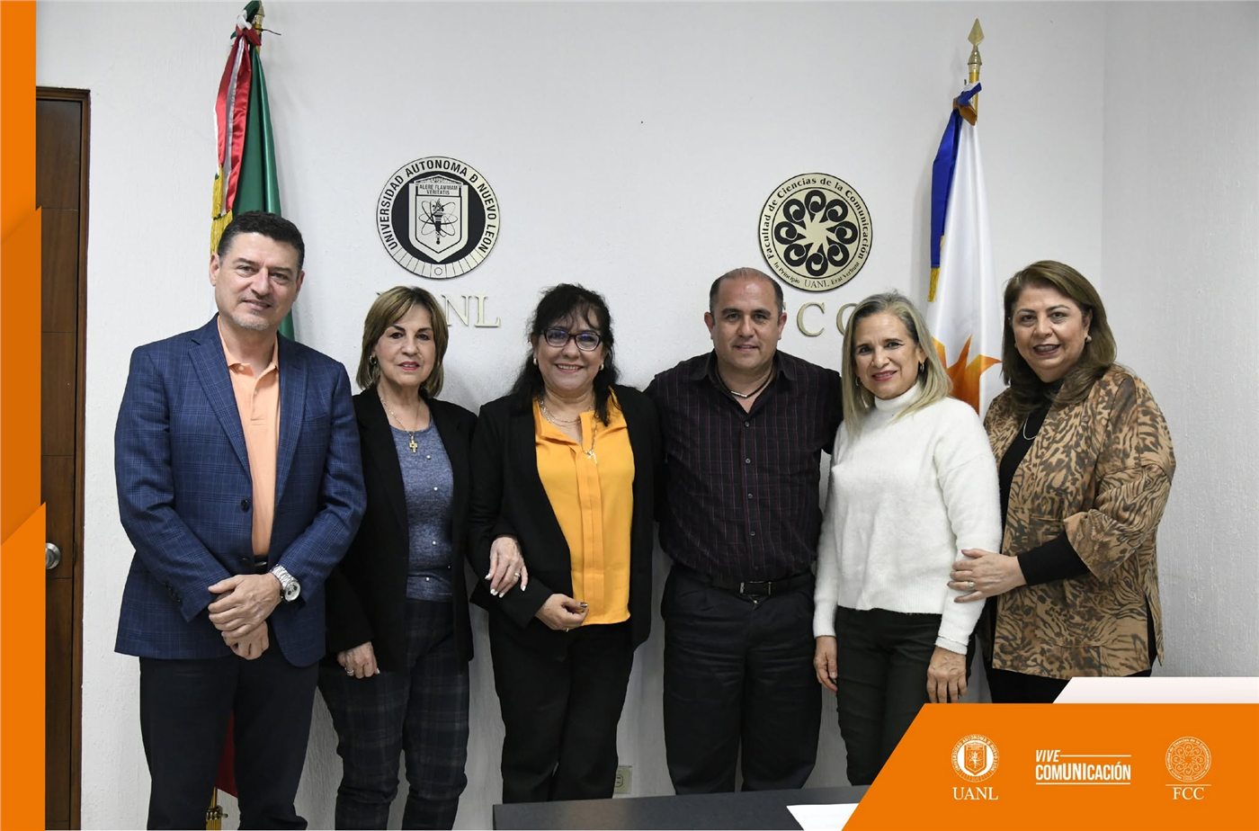 Representantes de la FCC-UANL y la ECE durante el acuerdo de colaboraci&oacute;n para Vectores
